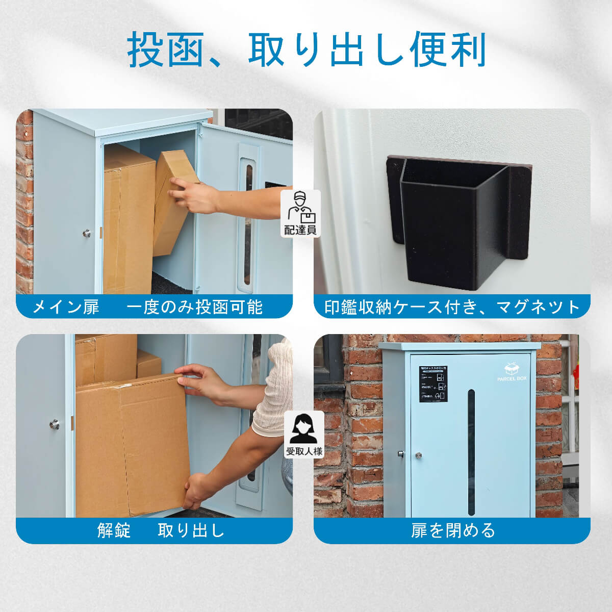 HIROMORI HR001 宅配ボックス 扉の開閉、施錠、荷物の出し入れ方法