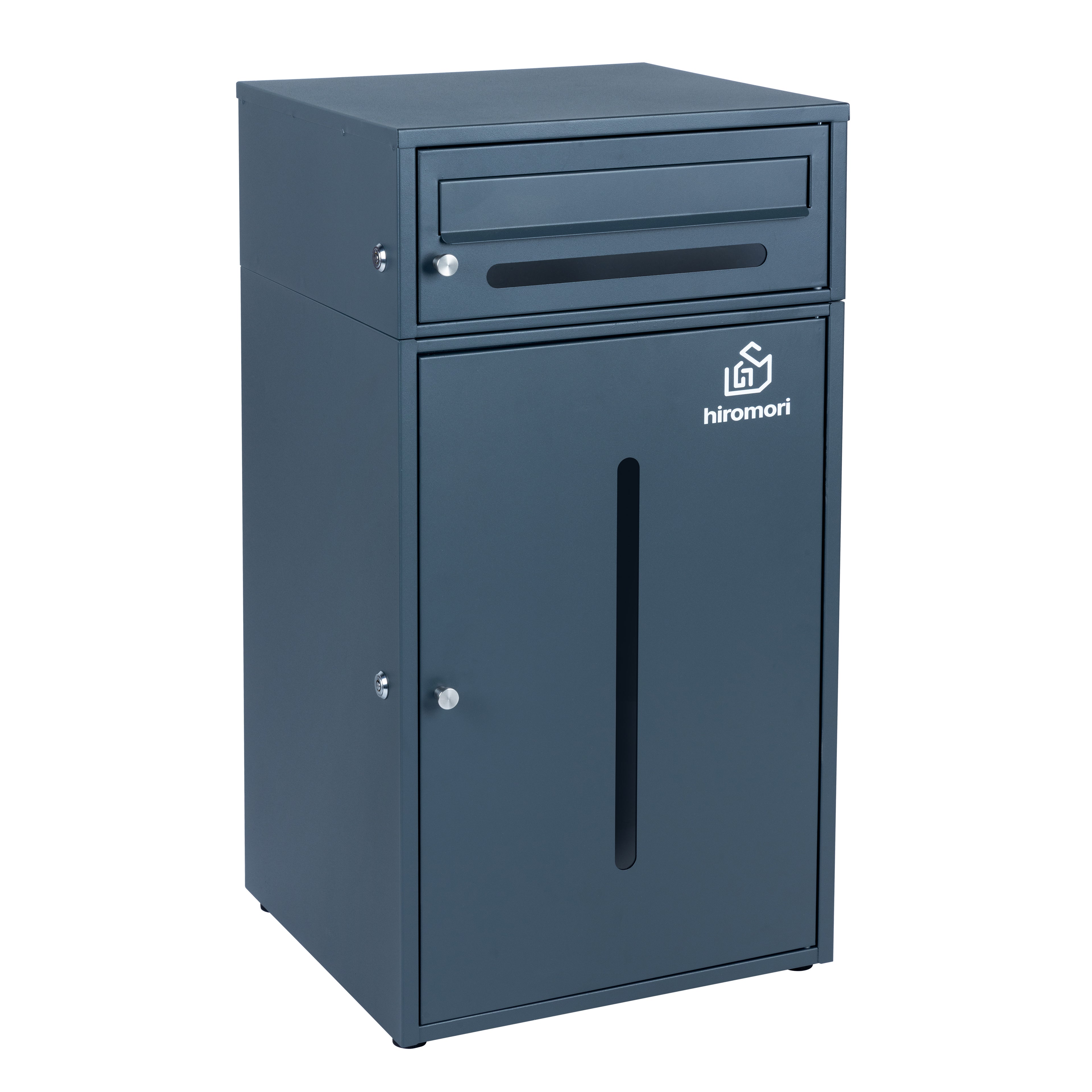 HR002 ポスト一体型宅配ボックス 二段式 96L大容量   防水・防錆・キャスターロック付き｜屋外対応