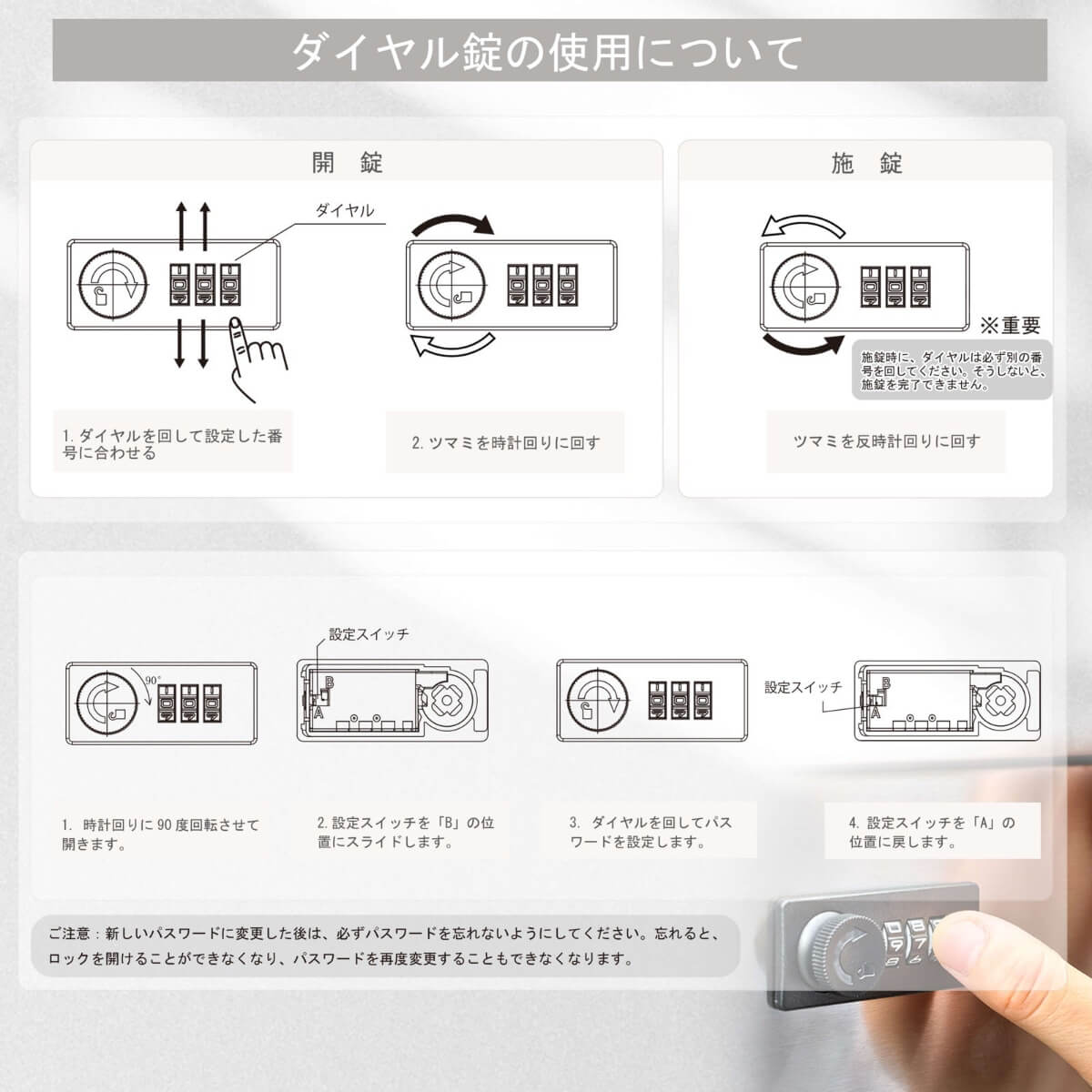 HIROMORI HR004 宅配ボックス 上部ダイヤル錠 使用について
